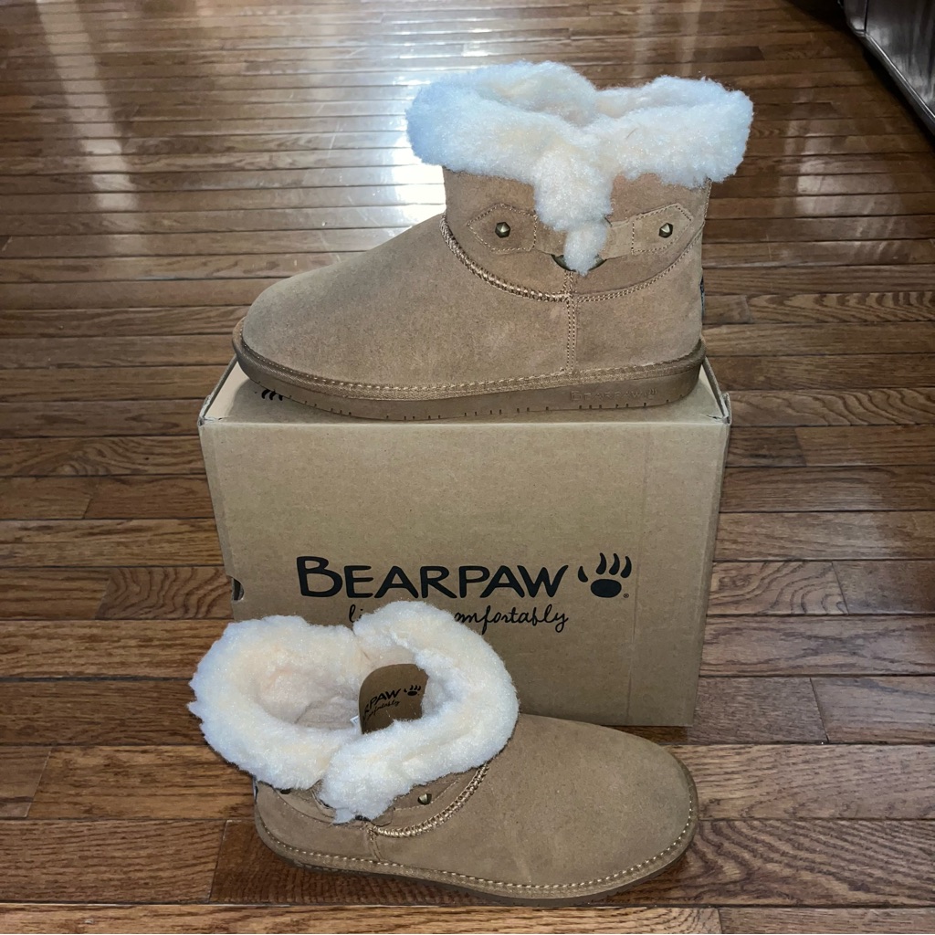 Bearpaw Wren Faux Shearling Lined Bootie Hickory Brown Suede Women’s Size 11